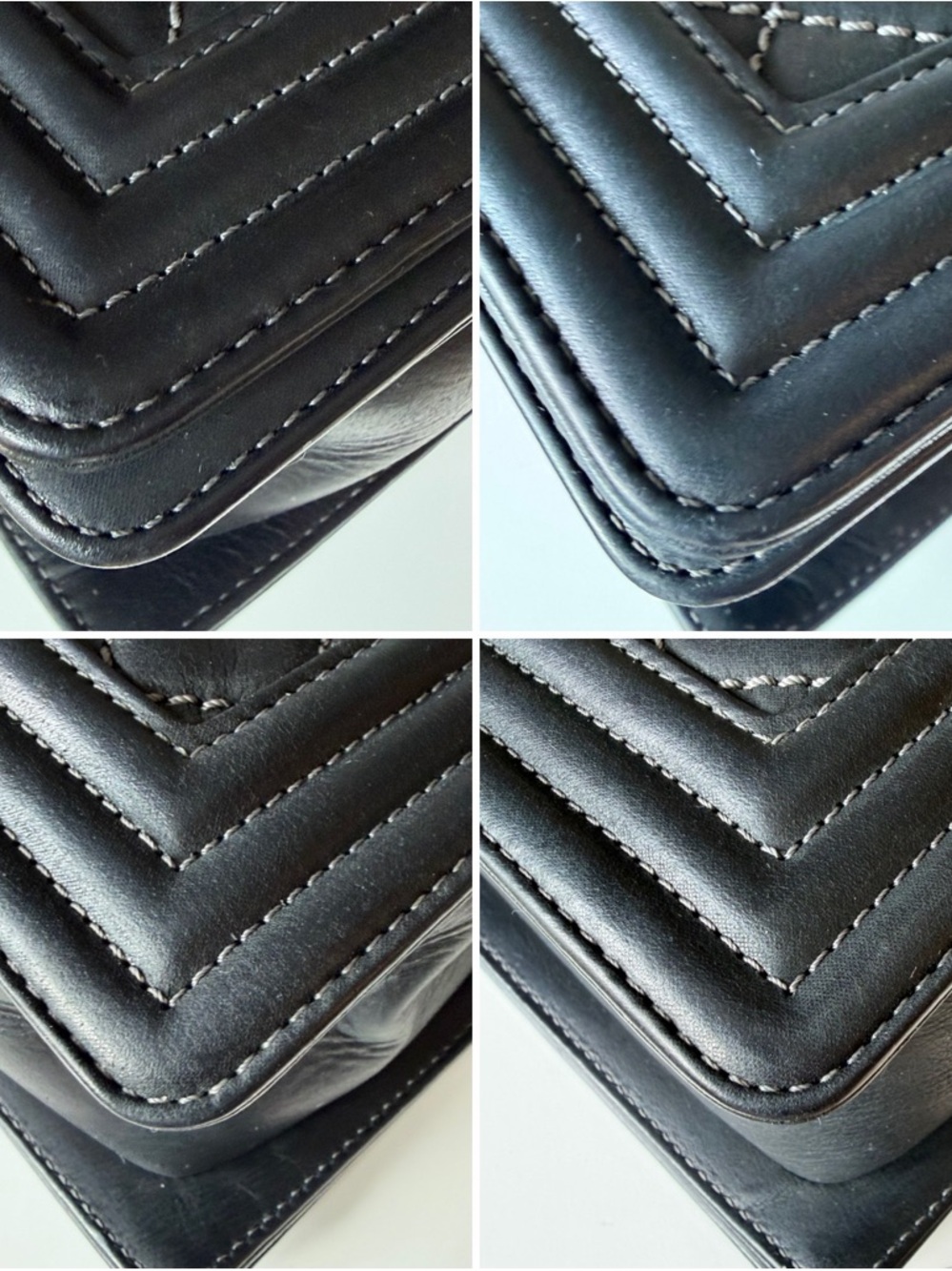 Chanel Boy Bag Dark Gray Contrast Stitch Quilted Leather Ruthenium HW Old Medium - Picture 5 of 16